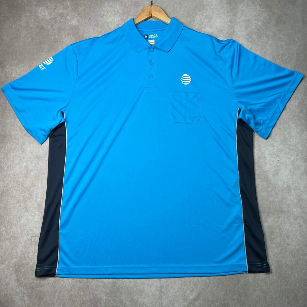 Mens 3XL Blue AT&T Logo Polo Shirt Short Sleeve Workwear Image Authority